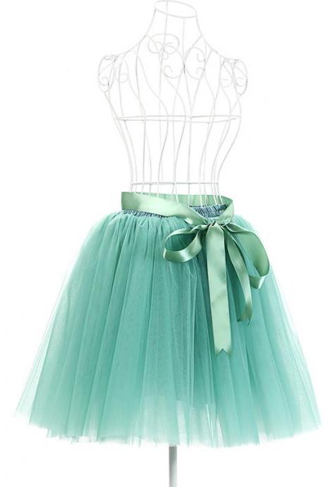 6 Layers Tulle Midi Lolita Skirt Women Adult Tutu Skirt American Apparel Wedding Bridesmaid Party Petticoat light green