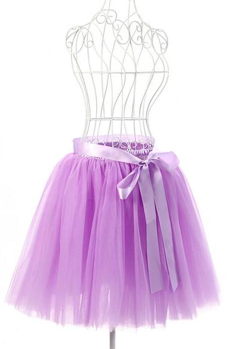 6 Layers Tulle Midi Lolita Skirt Women Adult Tutu Skirt American Apparel Wedding Bridesmaid Party Petticoat lilac