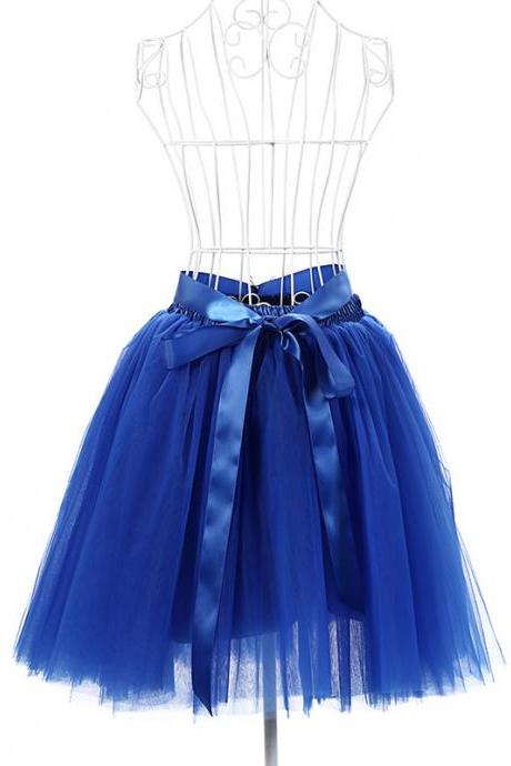 6 Layers Tulle Midi Lolita Skirt Women Adult Tutu Skirt American Apparel Wedding Bridesmaid Party Petticoat royal blue