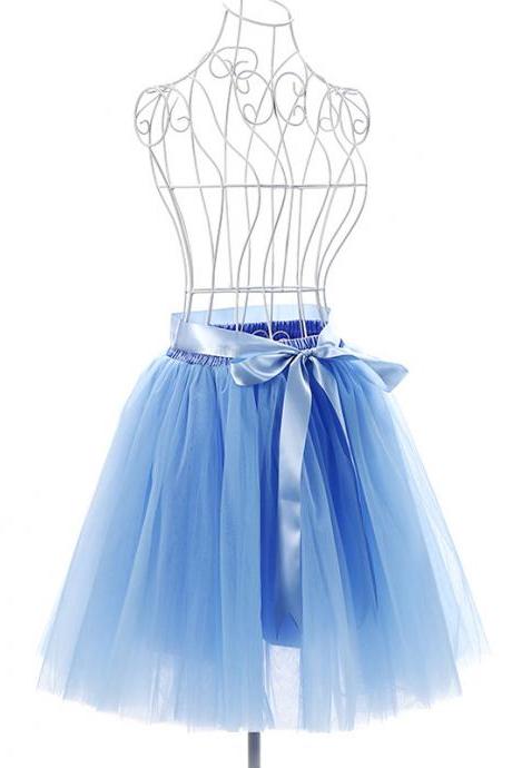 6 Layers Tulle Midi Lolita Skirt Women Adult Tutu Skirt American Apparel Wedding Bridesmaid Party Petticoat sky blue