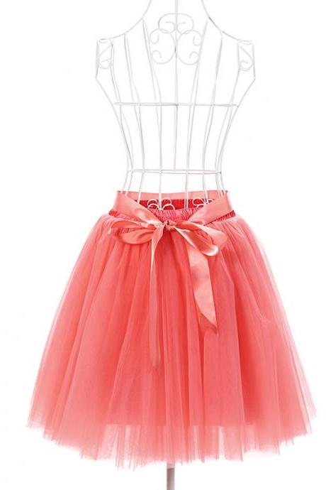 6 Layers Tulle Midi Lolita Skirt Women Adult Tutu Skirt American Apparel Wedding Bridesmaid Party Petticoat watermelon red