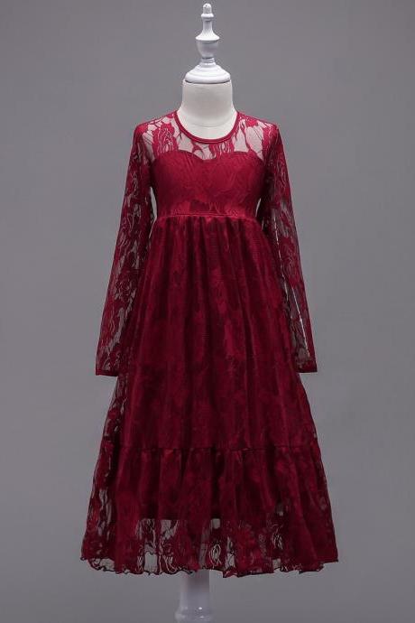 burgundy lace dress for little girl