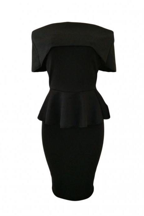 Black Off-the-shoulder Ruffle Bodycon Prom Dress, Formal Dress, Party Dress