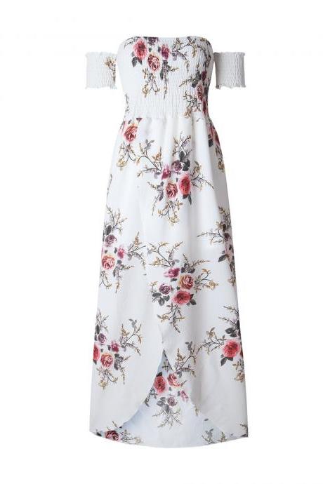 Floral Print Off-The-Shoulder Maxi Dress 