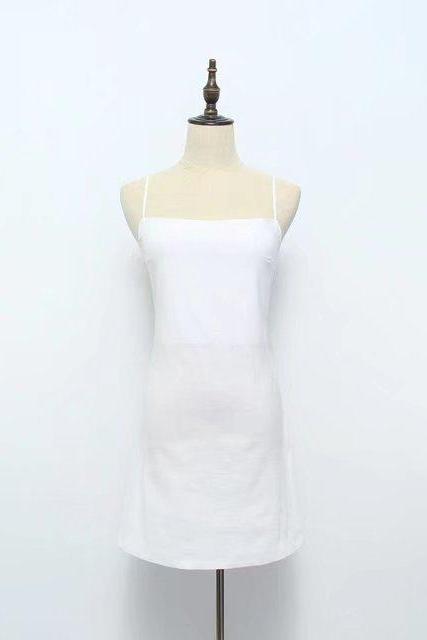 Women Summer Beach Dress Sexy Spaghetti Strap Sleeveless Tie Back Bow Casual Slim Mini Party Sundress off white