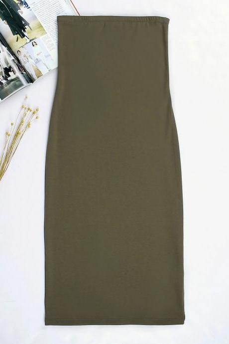 Women Summer Pencil Dress Strapless Beach Slim Bodycon Club Party Dress Army Green