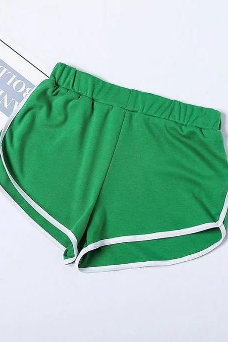  Women Summer Shorts Elastic Waist Streetwear Loose Letter Printed Soft Cotton Casual Shorts green