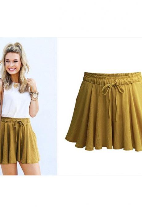 Summer Women Wide Leg Shorts Plus Size Casual Drawstring High Waist Loose Short Pants Ginger