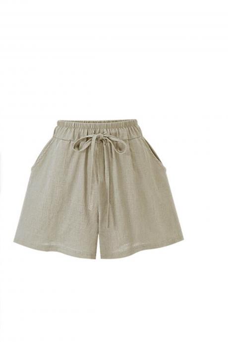 Loose Drawstring Lace Patchwork Shorts
