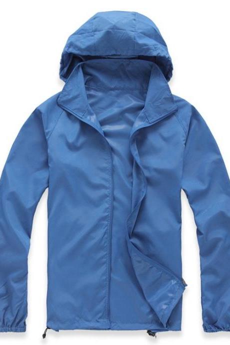 Unisex Sun Protection Clothes Outdoor UV-Proof Quick Dry Fishing Climbing Coat Women Men Hooded Jacket blue