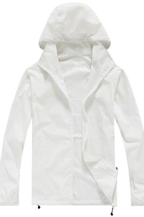Unisex Sun Protection Clothes Outdoor UV-Proof Quick Dry Fishing Climbing Coat Women Men Hooded Jacket off white