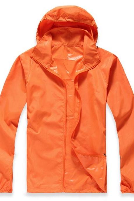 Unisex Sun Protection Clothes Outdoor UV-Proof Quick Dry Fishing Climbing Coat Women Men Hooded Jacket orange