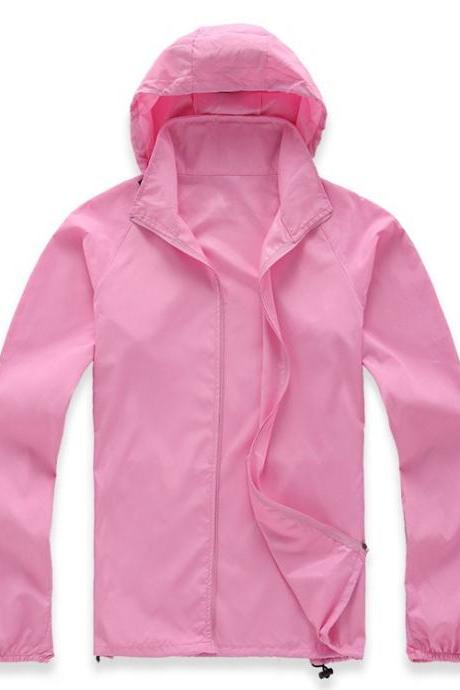 Unisex Sun Protection Clothes Outdoor UV-Proof Quick Dry Fishing Climbing Coat Women Men Hooded Jacket pink