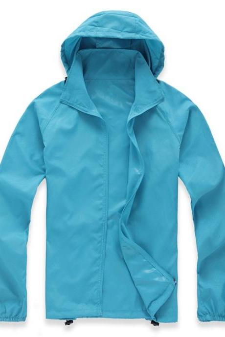 Unisex Sun Protection Clothes Outdoor Uv-proof Quick Dry Fishing Climbing Coat Women Men Hooded Jacket Sky Blue