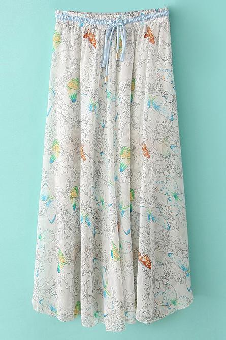 Boho Floral Print Maxi Skirt Summer Beach Women High Waist Casual Long Bohemian Skirt 12#