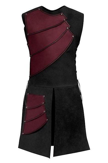 Men Costume Adult Sleeveless Patchwork Medieval Garments Middle Ages Cosplay Clothes red