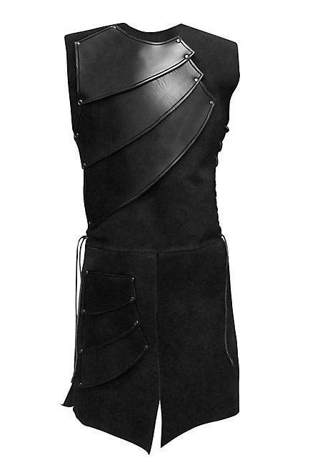 Men Costume Adult Sleeveless Patchwork Medieval Garments Middle Ages Cosplay Clothes black