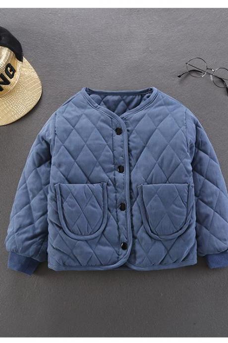 Kids Baby Girls Down Cotton Coat Autumn Winter Warm Light Children Liner Jacket Outerwear blue
