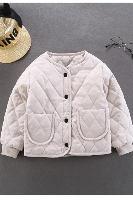 Kids Baby Girls Down Cotton Coat Autumn Winter Warm Light Children Liner Jacket Outerwear ivory