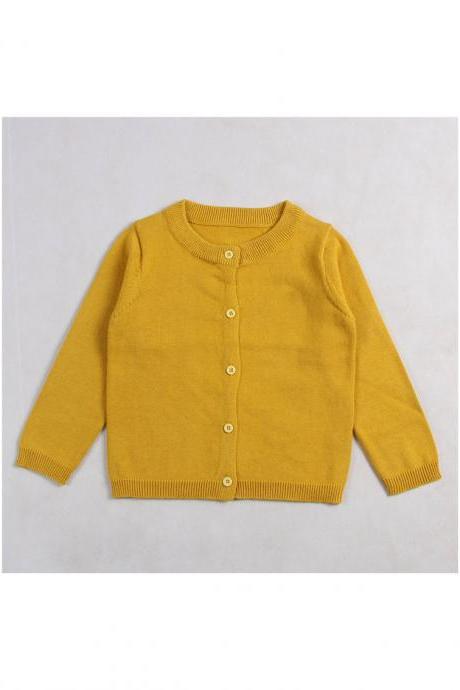 Baby Kids Boys Girls Knitted Cardigan Autumn Winter Buttons Children Sweater Coat Jacket bright yellow
