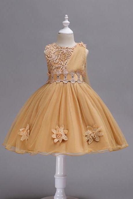 Scoop Ankle-length Champagne Lace Flower Girl Dress on Luulla