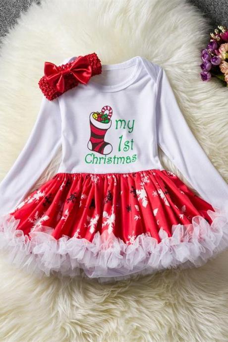 Toddler Kids Baby Girls Dress Long Sleeve Santa Claus Children Ball Gown Party Birthday Christmas Clothes 1#