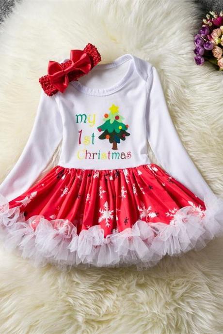 Toddler Kids Baby Girls Dress Long Sleeve Santa Claus Children Ball Gown Party Birthday Christmas Clothes 3#