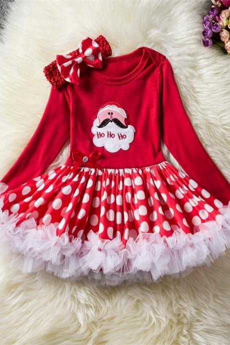 Toddler Kids Baby Girls Dress Long Sleeve Santa Claus Children Ball Gown Party Birthday Christmas Clothes 5#