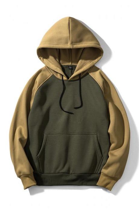 Men Hoodies Winter Warm Long Sleeve Streetwear Hip Hop Casual Hooded Sweatshirts WY39-green