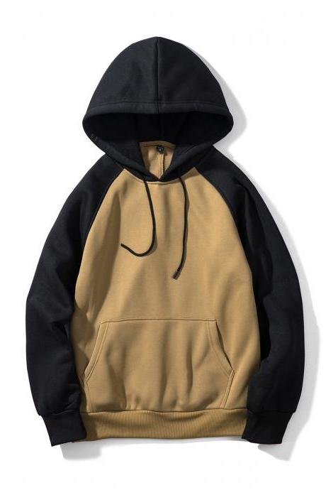 Men Hoodies Winter Warm Long Sleeve Streetwear Hip Hop Casual Hooded Sweatshirts Wy39-khaki