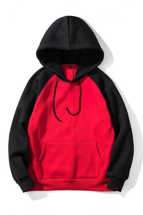 Men Hoodies Winter Warm Long Sleeve Streetwear Hip Hop Casual Hooded Sweatshirts Wy39-red