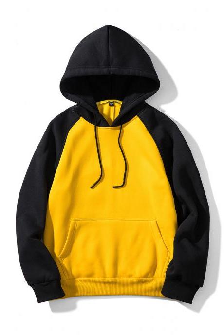  Men Hoodies Winter Warm Long Sleeve Streetwear Hip Hop Casual Hooded Sweatshirts WY39-yellow