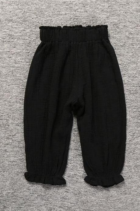 Baby Boys Girls Harem Pants Casual Linen Summer Kids Children Long Lantern Trousers black