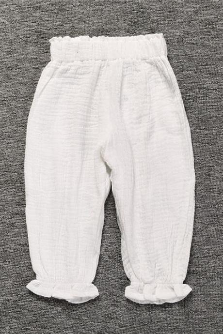 Baby Boys Girls Harem Pants Casual Linen Summer Kids Children Long Lantern Trousers off white