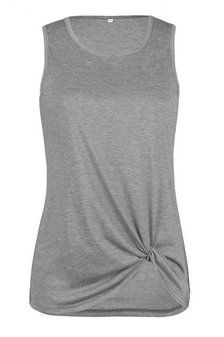 Women Tank Top Summer O Neck Vest Top Casual Loose Sleeveless T Shirt gray