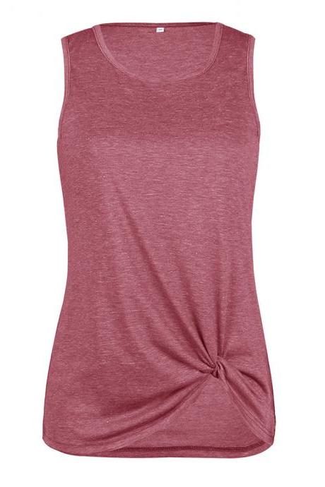 Women Tank Top Summer O Neck Vest Top Casual Loose Sleeveless T Shirt Sand red
