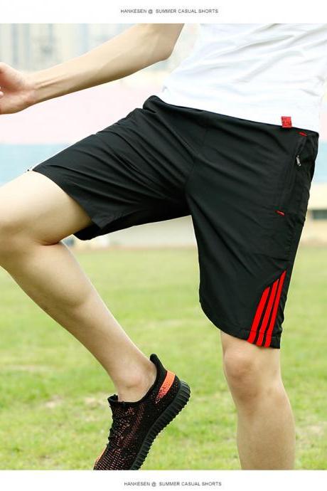 Men Sport Shorts Mid Waist Knee Length Quick Dry Running Basketball Fitness Casual Workout Shorts red