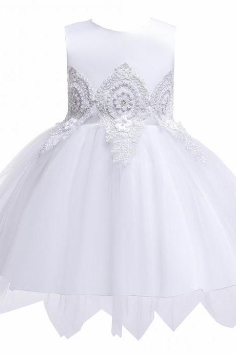  Lace Flower Girl Dress Princess Formal Birthday Party Tutu Gowns Kid Children Clothes white