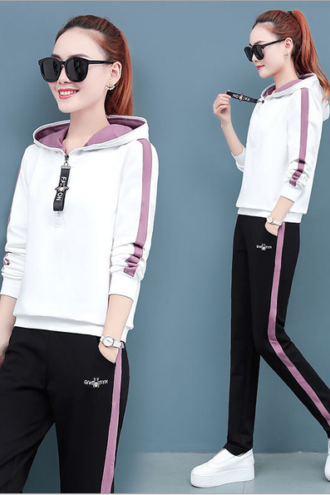 women's wear New Tracksuit casual fashion sportswear hoodie trousers two piece sets white