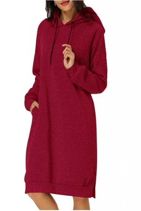  Autumn and winter new hooded pocket dress bottoming shirt in the long section sweater women's clothing