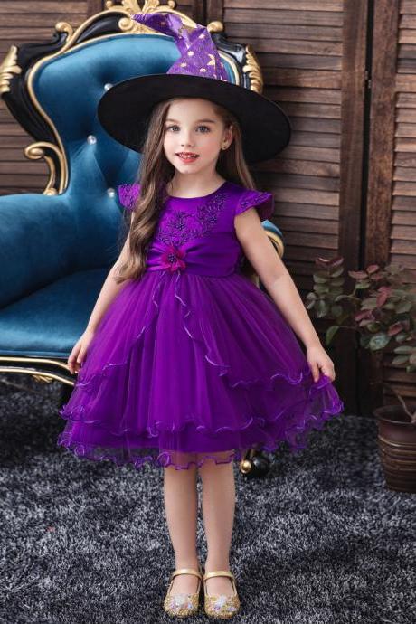Christmas Flower Embroidery Baby Girl Wedding Dress Halloween Girls Party Kids Lace Bow Princess Elegant Clothing