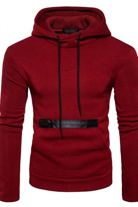 Autumn Winter Fashion Men&amp;#039;s Hoodies Long Sleeves Zipper Decoration Casual Hooded Sweater