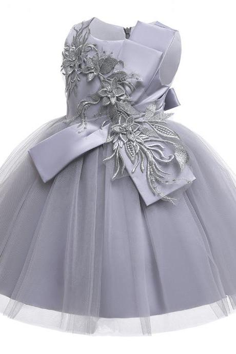 Elegant flower girl dress new applique sleeveless wear bottom princess baby wedding birthday dance 2019 children's clothing