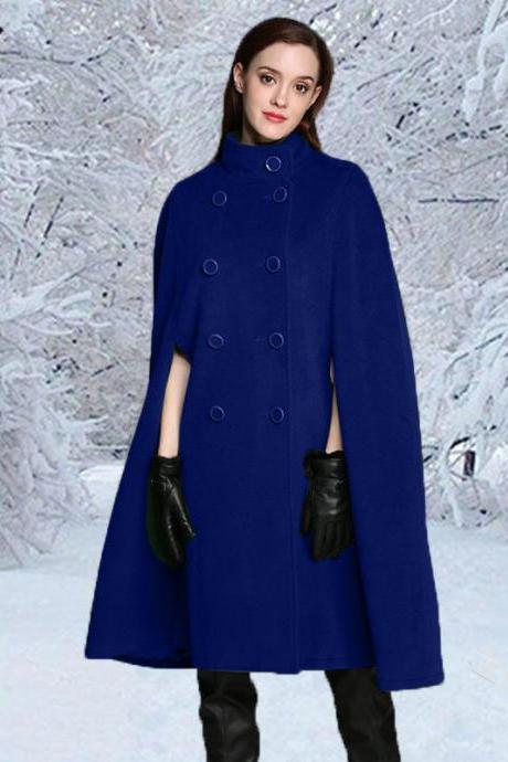 Women Loose Jacket Long-sleeved Solid Color Long Coat Winter Warm Cloak Trench Coat