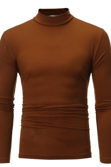 Autumn new solid casual wild plus size special bottoming shirt foreign trade hot selling men's turtleneck long sleeved T-shirt