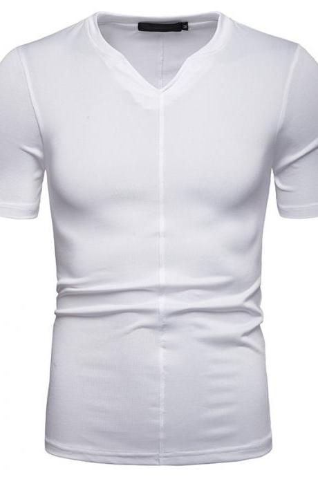 Fashion Short Sleeve V-neck T Shirt Summe Men Loose Casual Top