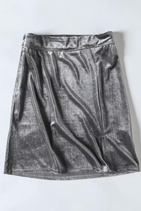 style fashion velvet women new skirt under split solid short skirt 