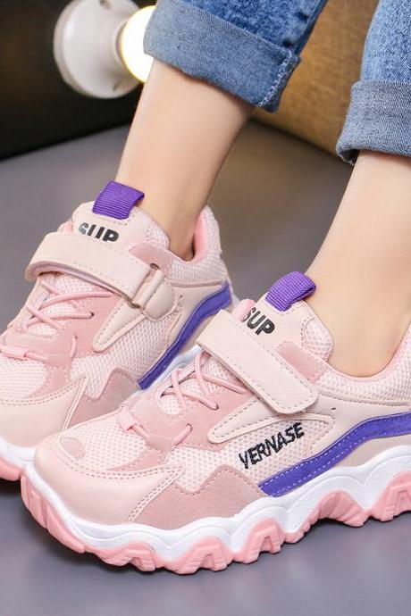 Boys sports shoes girls net red casual running shoes tide children leather breathable travel shoes spring new