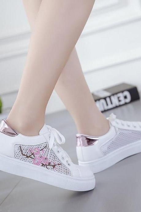  Women shoes Korean summer ribbon new canvas shoes wild net shoes breathable sneakers students Xiaobai shoes 