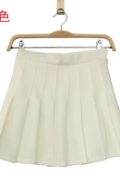women Candy color pleated skirt playful girl A-line mini solid umbrella tennis student short skirt